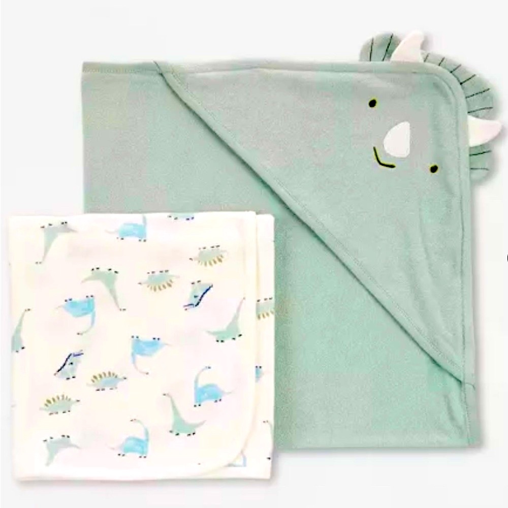 Carter's Just One You® Baby Boys' Dino Hooded Bath Towel - Sage Green